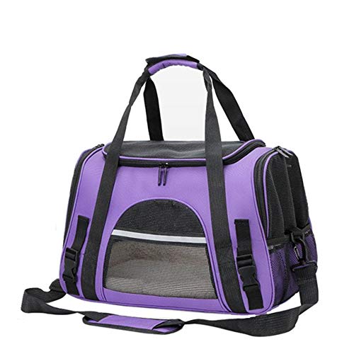 Milopon Hundetransportbox Faltbare Katzentragetasche, Transportbox Hunden Katzen, Transporttasche Oxford Gewebe, Hundebox mit Schultergurt und Plüschmatte (Violett)