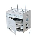 MNBVH Router Box Wandhalterung, Kabelboxen, TV-Set-Top-Rack Kabel Aufbewahrung Box WiFi Router Storage Box mit Wärmeableitung, Steckdosen Safe, Holz-Kunststoff 32.5×26.5×32.5 cm