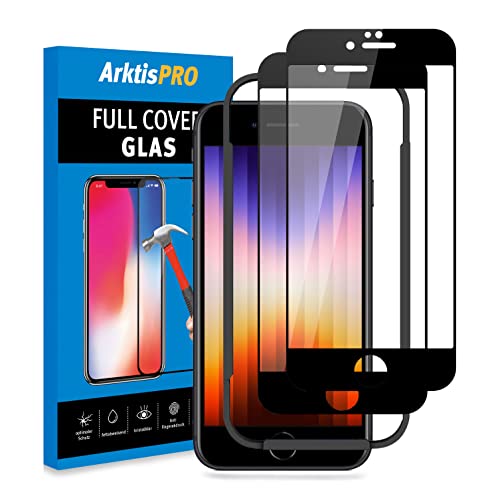 Arktis Displayschutzglas kompatibel mit iPhone SE (2020) 2er Set, Schutzglas [Full Cover] Vorderseitenschutz, Anti-Fingerprint hüllenfreundlich