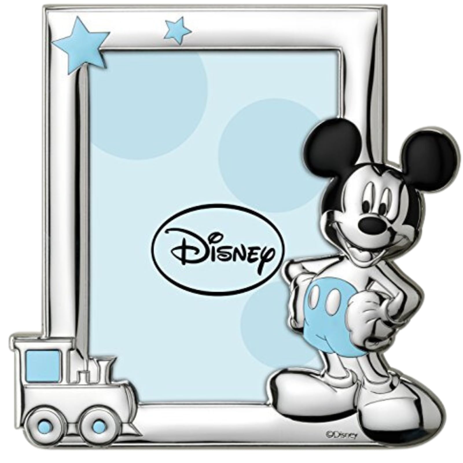 Disney Baby - Bilderrahmen zum Hinstellen - Silber - ideal für den Nachttisch im Kinderzimmer - perfekt als Geschenkidee zur Taufe oder zum Geburtstag - Micky-Maus-Design