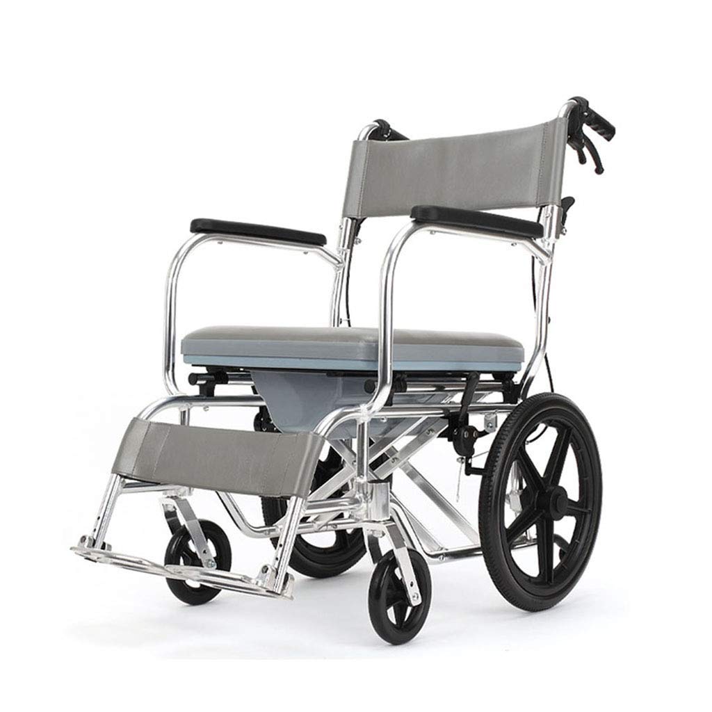 AOLI Bath Chair Medical Rollstuhl mit WC mega leichtes Aluminium Rahmen bequemen Transport sicherer Tragkraftt 220lbs