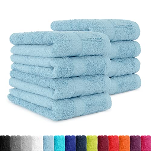 8 TLG. Handtuch-Set in vielen Farben - 8 Handtücher 50x100 cm - Farbe hellblau