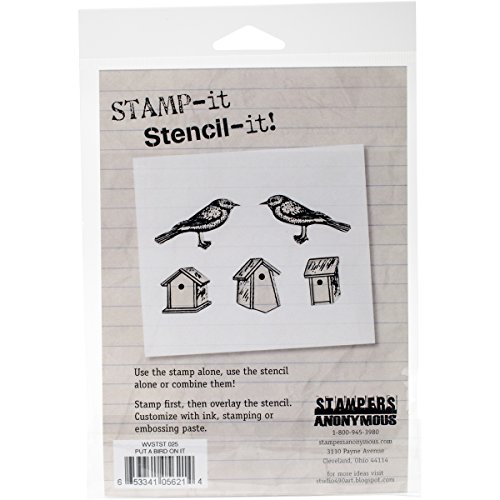 Stempel Anonymous Studio 490 Stempel ES Schablone ES Bluetooth X 21,6 cm Put A Bird On It, Acryl, Mehrfarbig