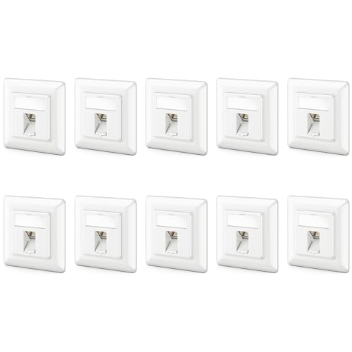 deleyCON 10x CAT6a Keystone Netzwerkdosen Set Unterputz 10x Netzwerkdose 10x Keystone Modul STP Geschirmt Metall Gehäuse RJ45 Keystone Jack Datendose Netzwerkkabel