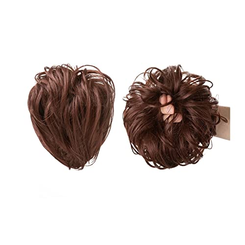 Glattes Haarknoten Haarteile Synthetisches Messy Bun mit elastischem Gummiband Pferdeschwanzverlängerung Damen Haarschmuck (Color : Dark auburn)