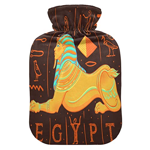 YOUJUNER Wärmflasche mit Sphinx Ägyptische Mythica Bezug, Groß 2 Liter Heißwasserbeutel Heißwasserbeutel Bettflasche