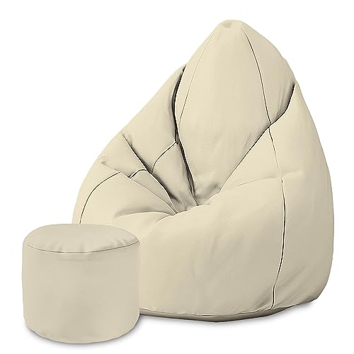 DreamRoots Sitzsack Kinder 70x70x105cm - Oxford Stoff 220 gr/m2 Wasserdicht - Sitzsack mit Lehne und Hocker und Bezug - Sitzkissen Boden - Chill Sack - Sitzsack mit Füllung - Kinder Sitzsack