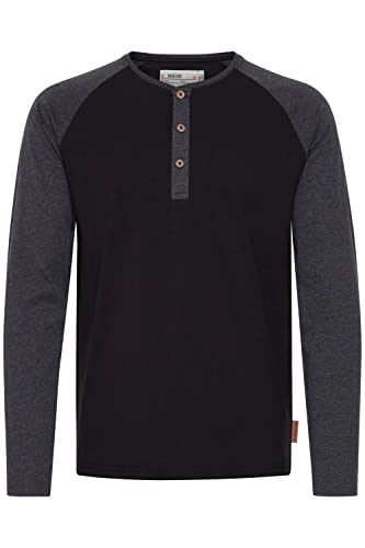 Indicode Winston Herren Longsleeve Langarmshirt Shirt Mit Grandad-Ausschnitt, Größe:L, Farbe:Navy Mix (420)