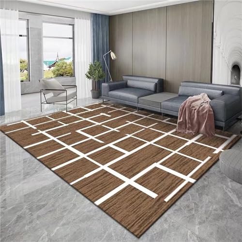FULYA Teppiche für Wohnzimmer, mittelgroß, brauner Teppich, Couchtisch, weicher, waschbarer moderner Teppich, Samtteppich, braun, 180 x 250 cm