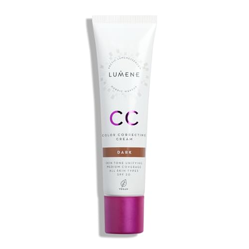LUMENE CC Cream Color Correcting Creme mit SPF 20 & Mittlerer Deckkraft Für alle Hauttypen, Vegan 30 ml Dark