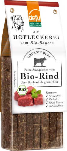 defu Hundesnack | 7 x 125 g | Hofleckerei Feine Stängelchen vom Bio Rind | Premium Bio Leckerlis für Ihren Hund