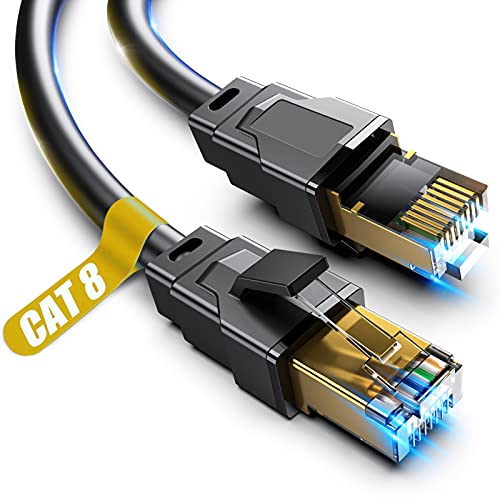 Cat-8-Ethernet-Kabel, 0,5 m, 1 m, 2 m, 3 m, 5 m, 6 m, 9 m, 12 m, 15 m, 18 m, 30 m, robustes High-Speed-Internet-Netzwerkkabel, professionelles LAN-Kabel, abgeschirmtes Kabel, für Innen- und Außenbereich