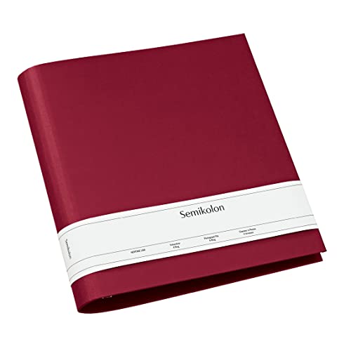 Semikolon 353301 Fotoordner 4 Ring – 29,5x32 cm – Efalinbezug, für Album, Fotobuch mit Ringheftung – burgundy dunkel-rot