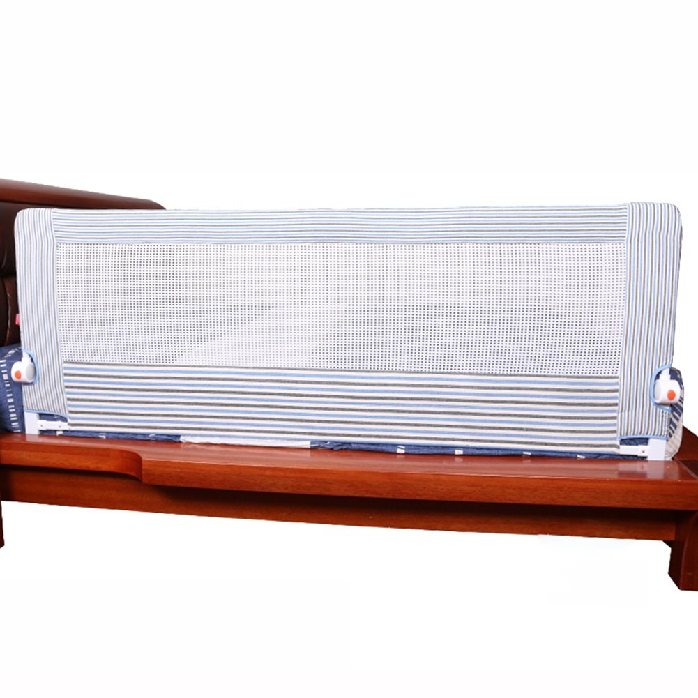 Extra breites Bett Schienenbett Guard Baby Sicherheit tragbar und stabil, große 150-200 cm, blaue Streifen (größe : 150cm)