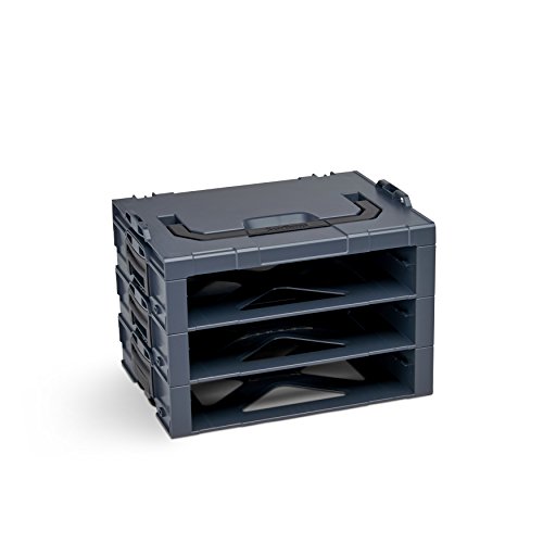 Bosch Sortimo i-Rack 3 Fach in Anthrazit für Werkzeugkoffer | Innovatives Transportsystem | Bosch Werkzeugkoffer Leer | Kompatibel mit L-Boxx