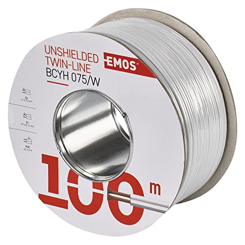 EMOS S8271 Ungeschirmte Zweidrathleitung 2 x 0,75 mm weiß, 100 Stück