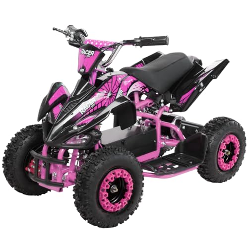 Actionbikes Motors Kinder Elektro Miniquad ATV Racer 1000 Watt 36 Volt - Scheibenbremsen - Safety Touch System Fußschalter (1000 Watt Schwarz/Pink)