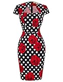 GRACE KARIN 1950er Vintage Rockabilly Kleid Festliche Kleid Bodycon Kleid Knielang 3XL CL7597-11