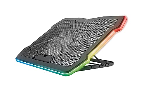 Trust Gaming GXT 1126 Aura Laptop-Kühlständer mit Mehrfarbiger Beleuchtung für Laptops bis 17,3", Einstellbare Geschwindigkeit, Flüster Modus - Schwarz