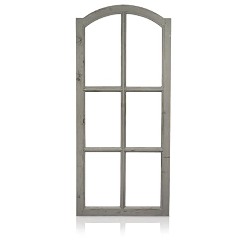 Blümelhuber Deko Vintage Stallfenster Landhausstil Deko - Vintage Deko Fenster mit Halbbogen aus Holz ohne Scheiben - Wand Deko Holz - Holzfenster Deko