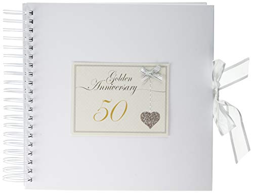 White Cotton Cards Erinnerungsalbum zum 50. Hochzeitstag, Herzmotiv