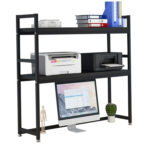 Kamnik 2-lagiges Metall-Computertisch-Bücherregal – Desktop-Bücherregal für Computertisch – verstellbares Schreibtisch-Organizer-Regal, kleines offenes Aufbewahrungsregal auf der Arbeitsplatte, fre