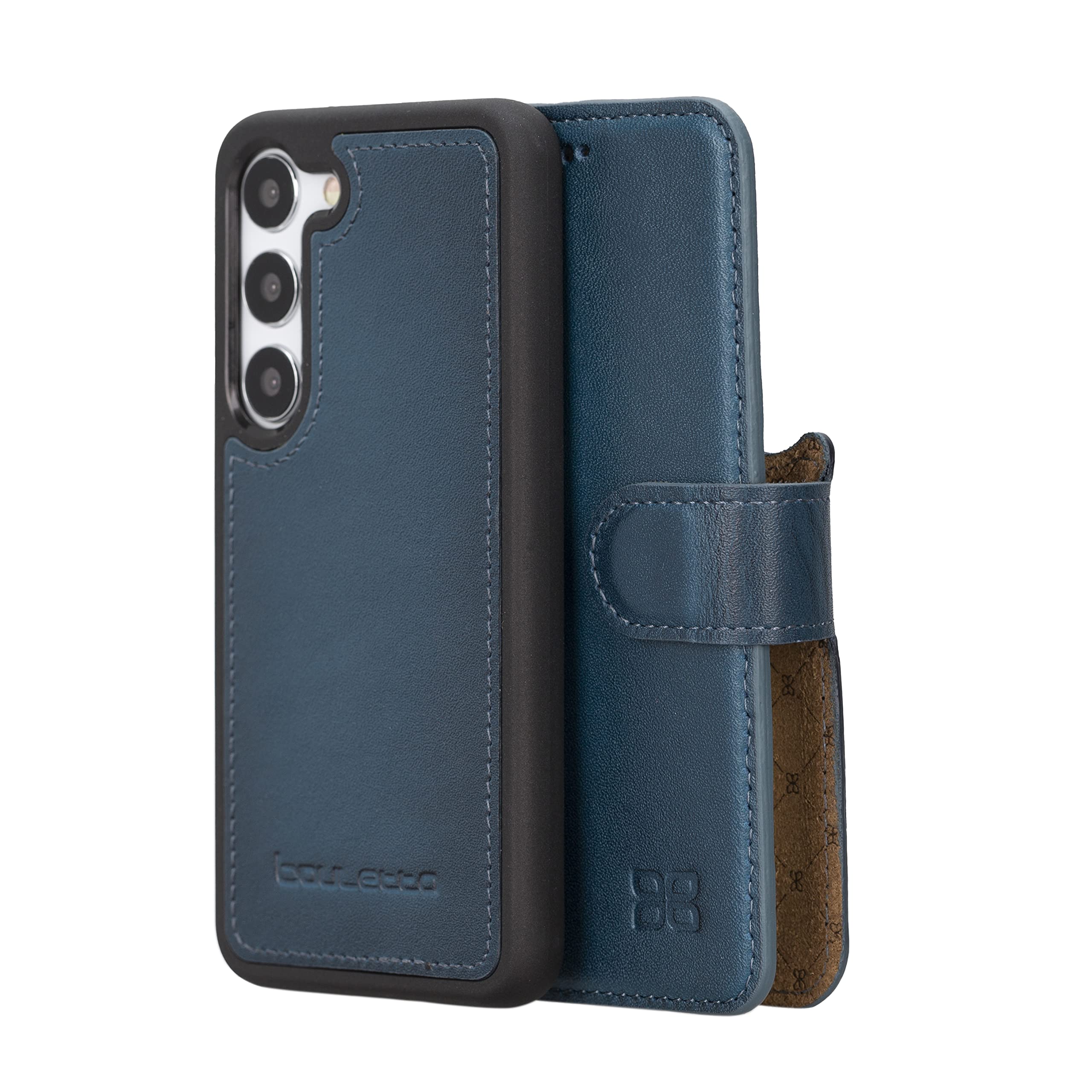 Bouletta Samsung Galaxy S23 Lederhülle, Handgemachte Galaxy S23 Leder Brieftasche Hülle mit Kartenhalter für Männer und Frauen, 2 in 1 Magnetische Abnehmbare Brieftasche, RFID Geschützt, Kickstand