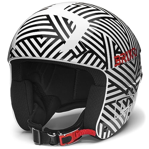 Briko Unisex – Erwachsene Helm Helmet, Shiny Black-White-Red Alizarin Crimson, 58