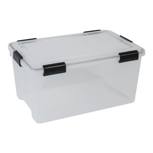 Kreher® Wasserdichte Aufbewahrungsbox mit Deckel, Lagerbox 50 Liter Transparent, 59 x 39 x 29 cm