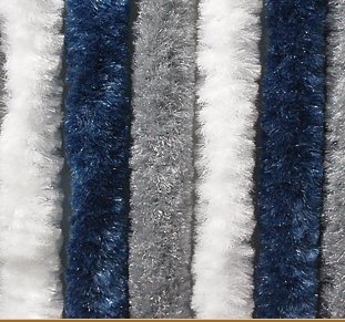 Chenille Flauschvorhang 56 x 175 cm dunkelblau/weiß/grau