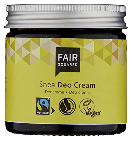 FAIR SQUARED Deo Creme Shea 50 ml - ohne Aluminium - ohne Alkohol - Vegane Fairtrade Naturkosmetik im Zero Waste Pfand-Glastiegel