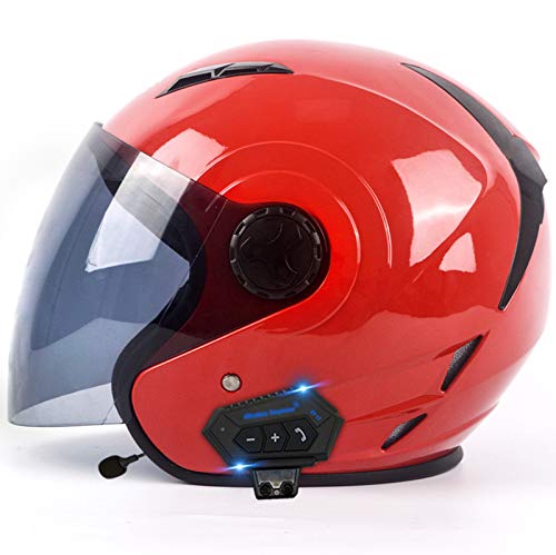 GAOZ Bluetooth Full Face-Helm · Männer Frauen Full-Face Motorrad-Helm Roller-Helm Scooter-Helm Cruiser Sturz-Helm Sport Urban Helm · ECE 22.05 mit Sonnenvisier Schnellverschluss (55-62 cm)