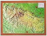 Harz 1:200000 mit Rahmen: Reliefkarte Harz klein mit Holzrahmen: Tiefgezogenes Kunststoffrelief