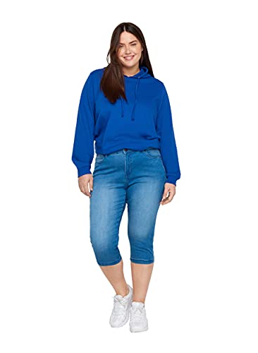 Zizzi Damen Capri Jeans 3/4 Caprihose Slim Fit Mit Stretch, Farbe: Blau, Gr. 44