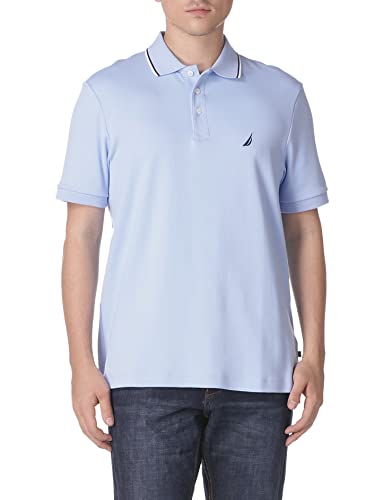 Nautica Herren Classic Fit Short Sleeve Dual Tipped Collar Polo Shirt Poloshirt, Noon Blue (Mondblau), X-Groß