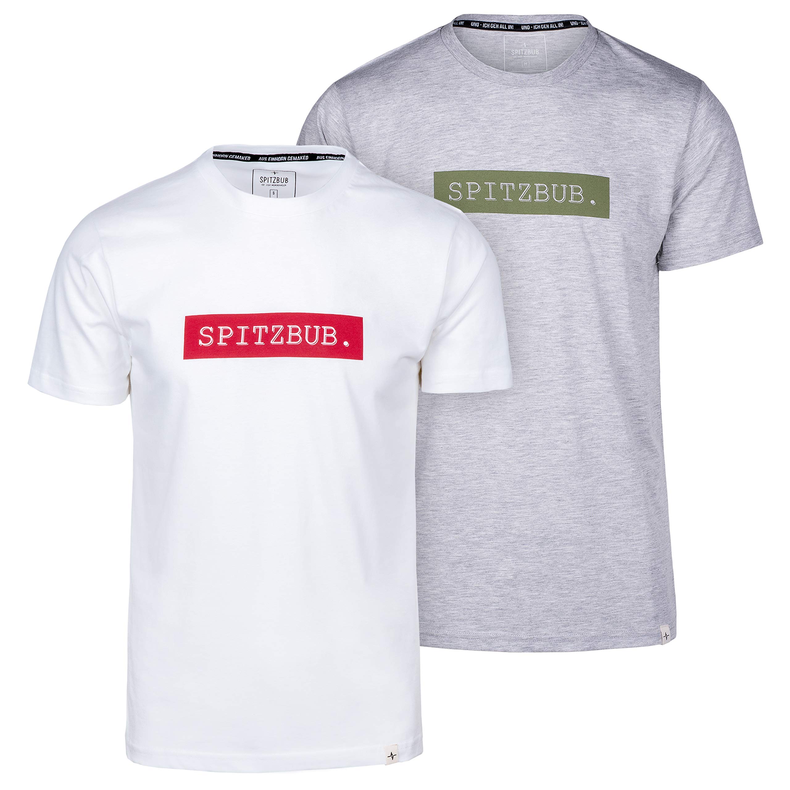 Spitzbub Herren T-Shirt Doppelpack 2er Set Kurzarm Shirt Weiß oder Grau Karl-Heinz Franz