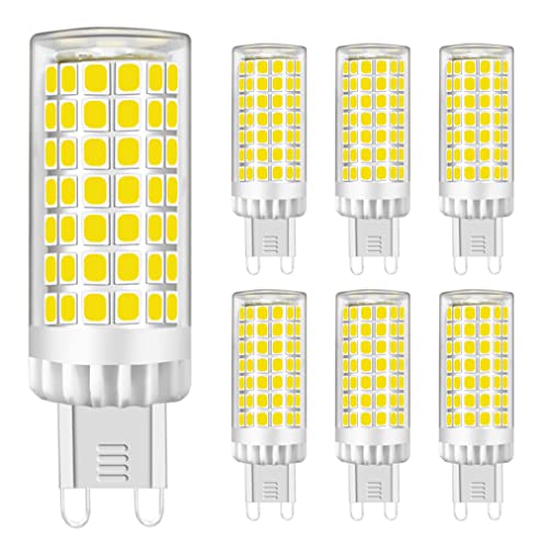 G9 LED Lampe 9W, Kaltesweiß 6000K, Kein Flimmern, 750lm Entspricht 60W-75W G9 Halogen Leuchtmittel, Keramiksockel, G9 Mini Glühbirne mit 88-LED SMD2835, AC220-240V, Nicht Dimmbar, Φ18*64mm, 6er-Pack