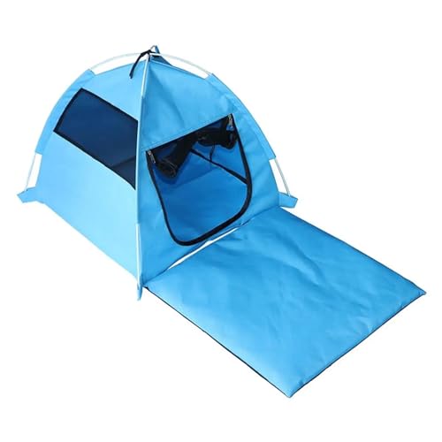 Tipi Zelt für Haustiere Haustier Hund Katze Zelt Wasserdichtes Oxford Tuch Tragbares Ganzjahresbett Outdoor Zwinger Blau Orange (Color : Blue)