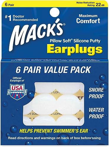Macks Pillow Silikon-Ohrstöpsel, weich, formbar, 6 Paar x 3 (18 Paar)