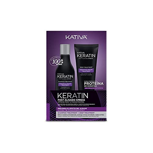 KATIVA KERATIN Post Alisado Xpress Shampoo Treatment + Deep Treatment - POST-Kit mit Keratin Shampoo 250 ml + 200 ml Maske mit pflanzlichem Keratin und Arganöl