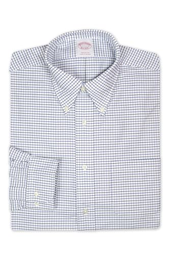 Brooks Brothers Herren Hemd mit originaler Passform, kariert, lässig, mit Knopfleiste, Tasche, 193456 Royal/Marineblau, XL