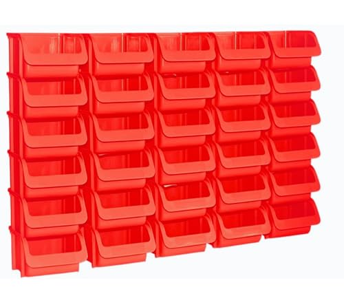Hünersdorff 30x Sichtbox Stapelbox Lagerbox in Größe 1 aus Polypropylen , hohe Formstabilität und Belastbarkeit, Farbe : Rot