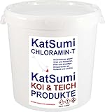KatSumi Chloramin-T Chloramin-T professionelles Wasserdesinfektionsmittel, Aquakultur und Koiteich, effektiv gegen Viren, Bakterien, Pilze, einzellige Ektoparasiten im Teich und Aquarium, 1kg Eimer