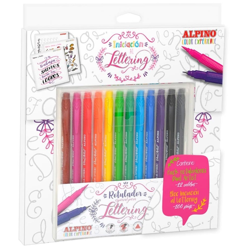 Alpino Color Experience Pack Starterpaket | Lettering Starterbuch | Marker für Lettering