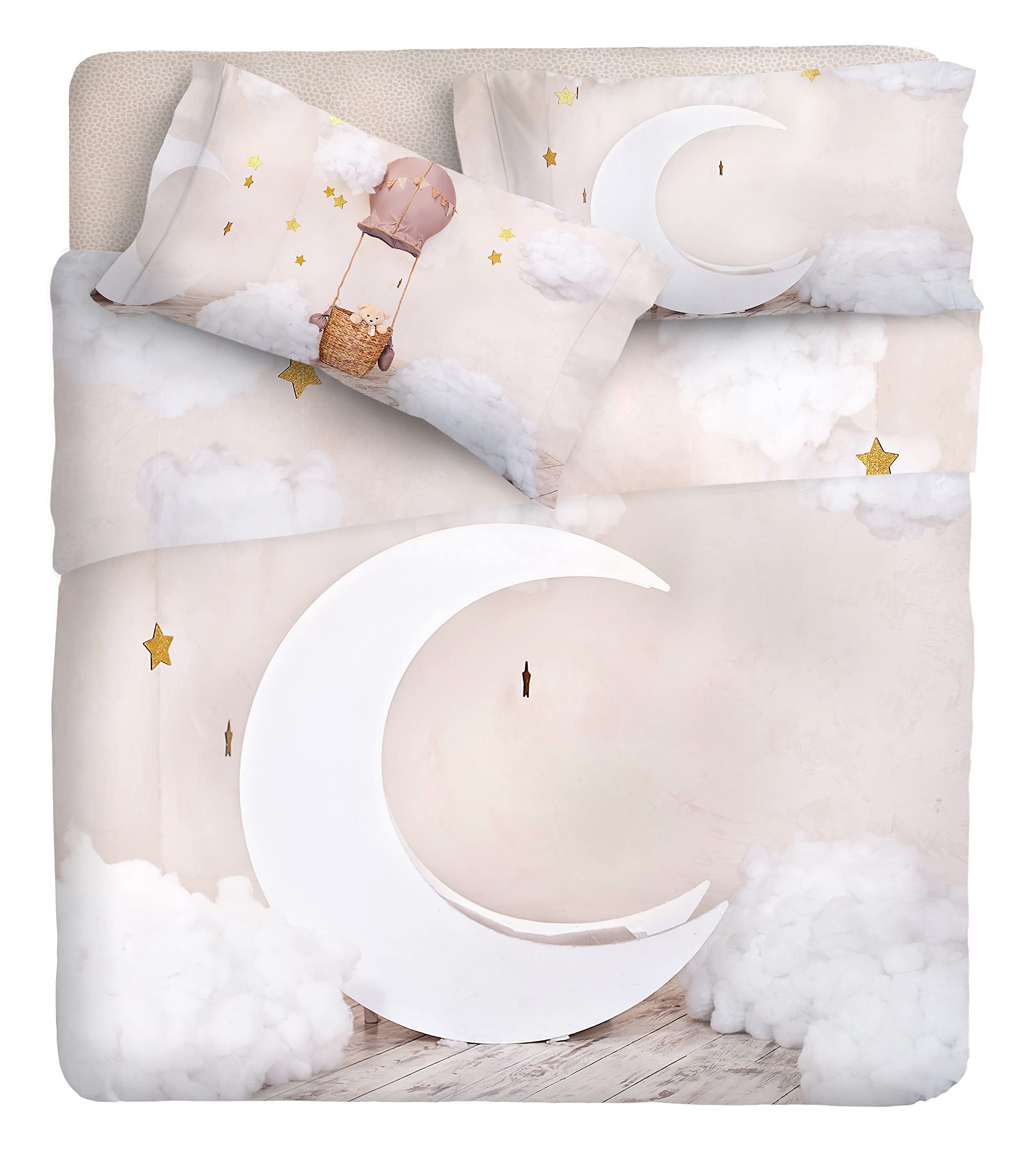 Ipersan Fine Art Bettwäsche-Set mit Digitaldruck, 100% Baumwolle, bezaubernd, für Doppelbett
