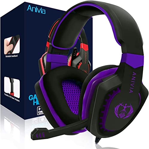 Anivia AH28 Gaming Headset Geräuschisolierung über Ohr Kopfhörer mit Mikrofon, Lautstärkeregler, Bass Surround, Ohrenschützer mit weichem Speicher für Xbox One PS4 PC Laptop Mac Telefone