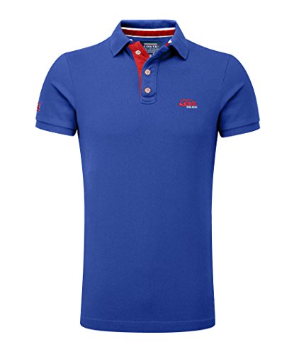 M.Conte Herren Poloshirt Basic Men's Kurzarm Polohemd T-Shirt Polo-Shirt Pique- Gr. L, Indigo -Blue