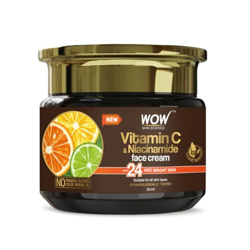 WOW Skin Science Vitamin C Gesichtscreme für strahlende Haut - Ölfrei, schnell einziehend - Für alle Hauttypen - Keine Parabene, Silikone, Farbe, Mineralöl und synthetischer Duft - 50 ml