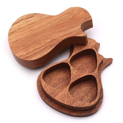 MISETA Gitarre Plektren Holz Plektren mit Box Container Set Musikinstrument Zubehör für Gitarre, Bass, Mandoline, Banjo und Ukulele