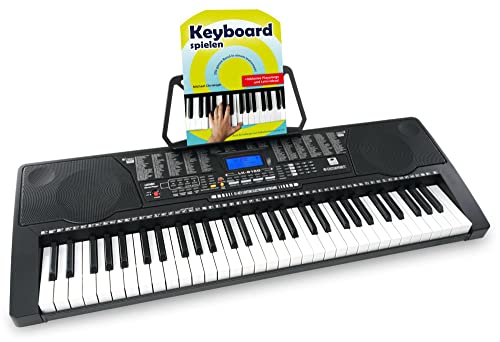 McGrey LK-6150 61 Tasten Set (Elektronisches Keyboard mit 61 Tasten, Leuchttasten und Lautsprecher, inkl. Musikschule, ideal für Schüler und Anfänger) Schwarz